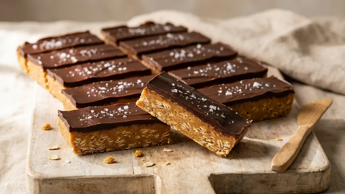 5-Ingredient No-Bake Chocolate Peanut Butter Oat Bars